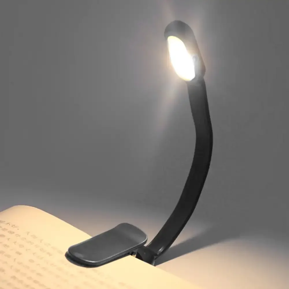 Mini LED Book Night 3 Brightness Adjustable USB Rechargeable Clip-On Study Reading Lamp for Travel Bedroom Dormitory Reading