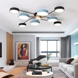 Modern Bedroom Living Room LED Ceiling Light Children's Room Wooden Lamp Villa Apartment Wrought Indoor Lighting 3 Color Lights
