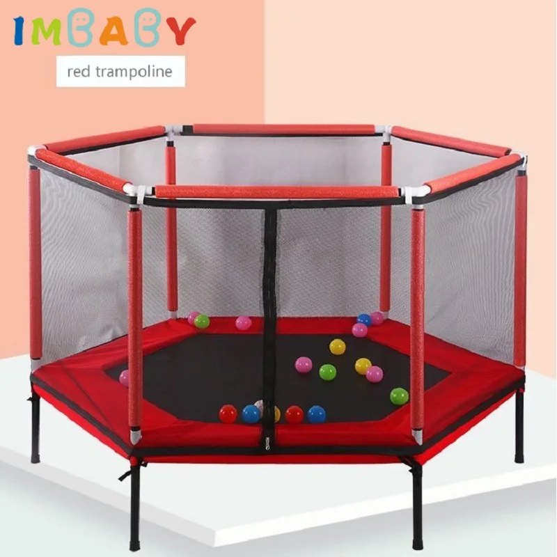 Trampoline for Children Exercise Trampoline with Protective Net Equipped Indoor Sports Entertainment Support 120 KG