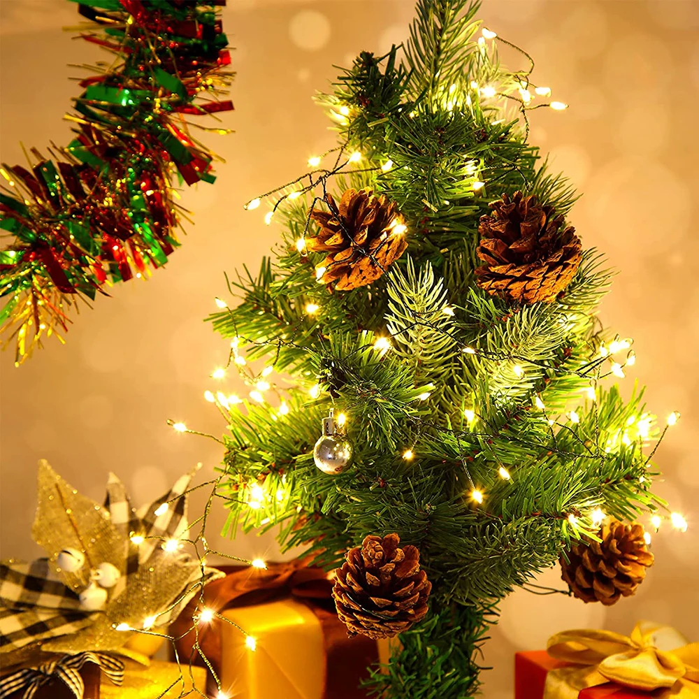 6M-75M Green Wire LED String Fairy Cluster Lights Christmas Tree Lights Outdoor Garland New Year Street Home Party Wedding Decor