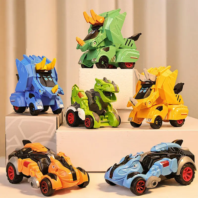 

Transforming Dinosaur Car Deformation Car Toys Inertial Sliding Dino Car Automatic Transform Toy Boys Amazing Gifts Kid Toy New