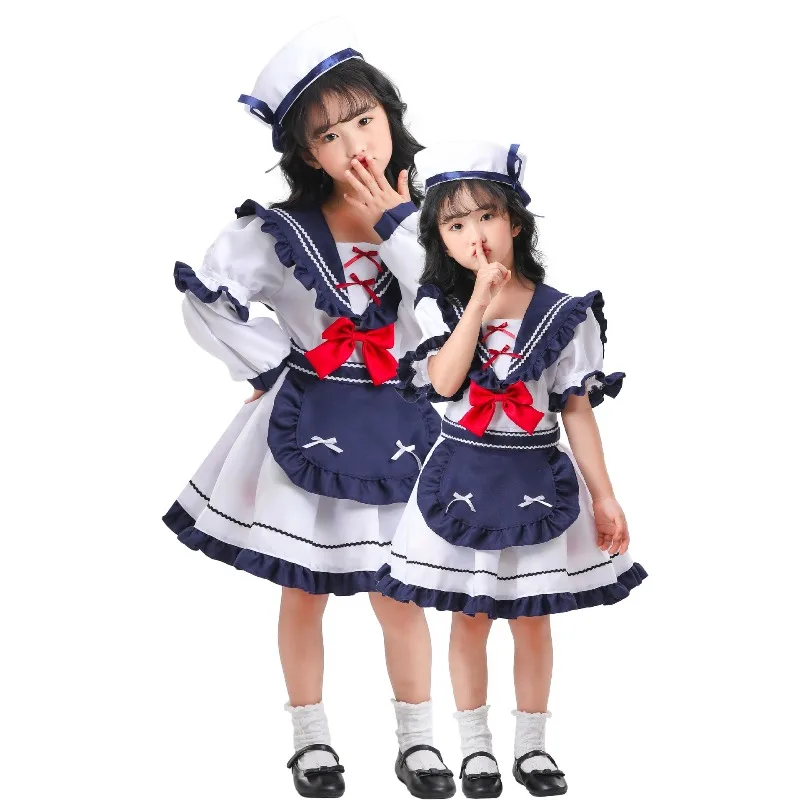 

Japanese Cosplay Costume Cartoon Sailor Uniform Lolita Dress Apron Suits Theme Party Role Playing Outfits for Adult Women Girls