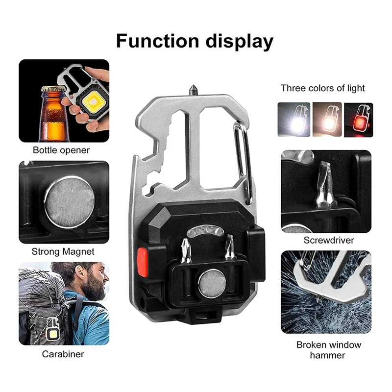 LED Inspection Lights Rechargeable Work Lamp 7 Modes With Bottle Opener Keychain Torch, 800 Lumens