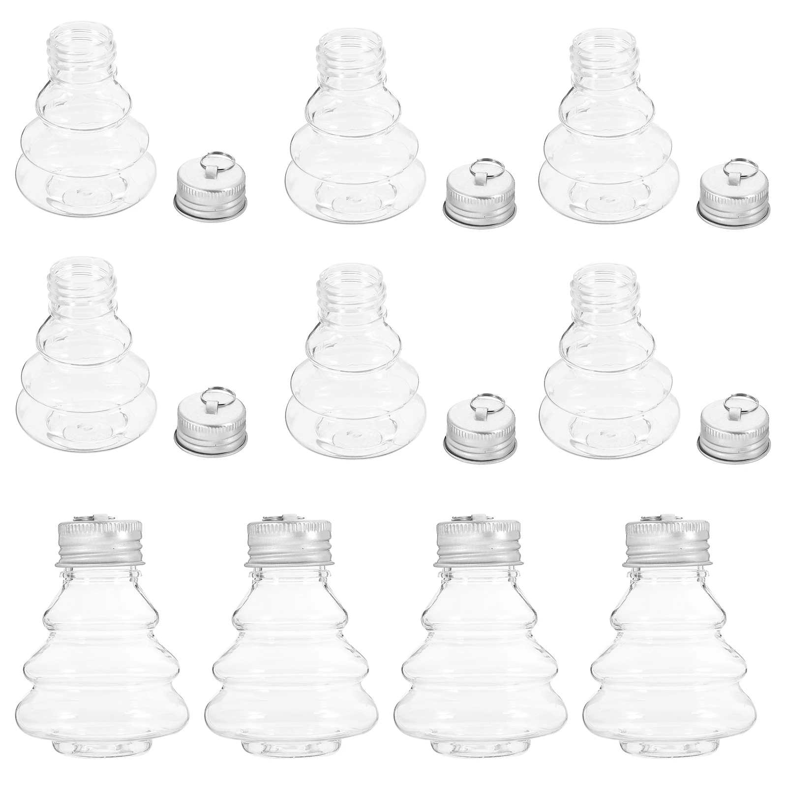 

10 Pcs Christmas Tree Decoration Pendant Small Bottles with Lids Cake Beverages Container The Pet Storage Plastic