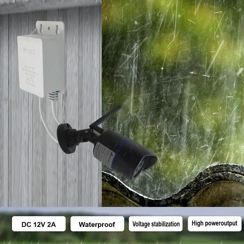 DC12V 2A Waterproof EU Power Adapter For CCTV Security Surveillance Cameras AHD NVR DVR Input AC100V-240V image 5