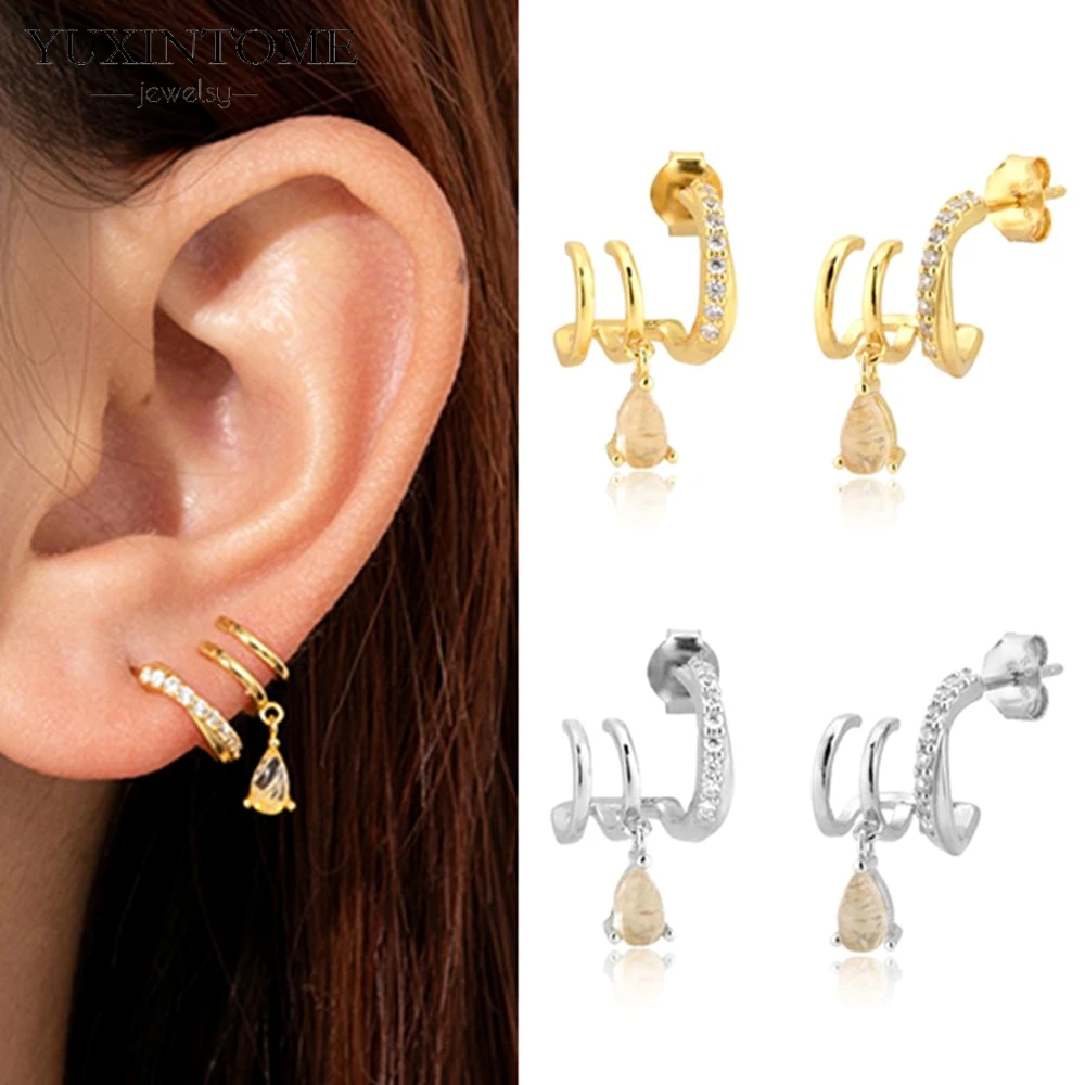 

925 Sterling Silver Ear Needle 2025 New Light Gold Silver Earrings White Zircon Unique Pendant Design Earrings for Women Jewelry