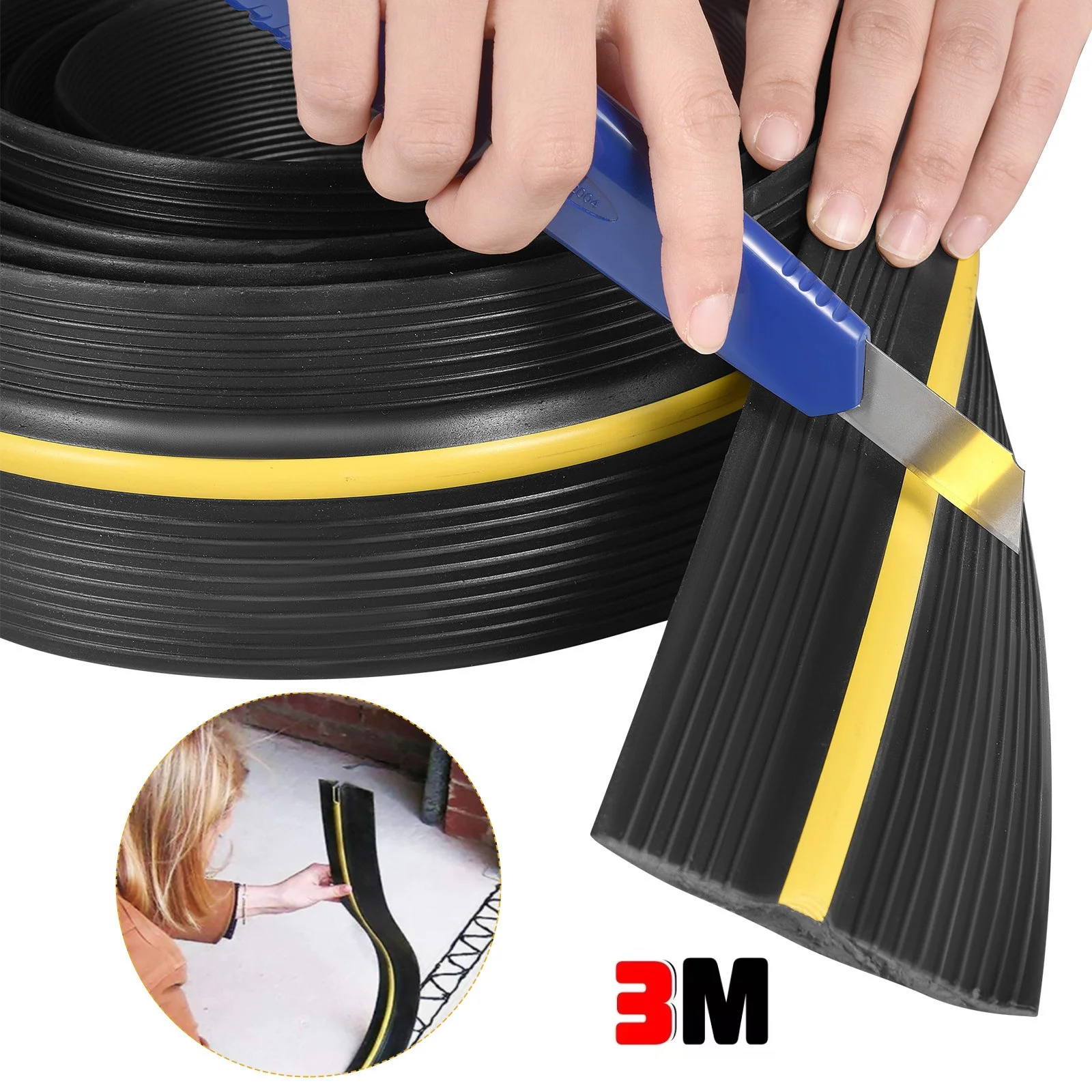 Bande d'étanchéité pour porte de Garage 3M, seuil universel, résistant aux intempéries, joint de sol en caoutchouc, bricolage, remplacement, garde les portes du Garages, propre et sec