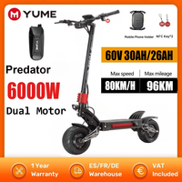 YUME Raptor Electric Scooter 6000W dual  Motors 60V eScooter 11 inch Tires Max Speed 80KM/H Max Range 96KM NFC Electric Scooter