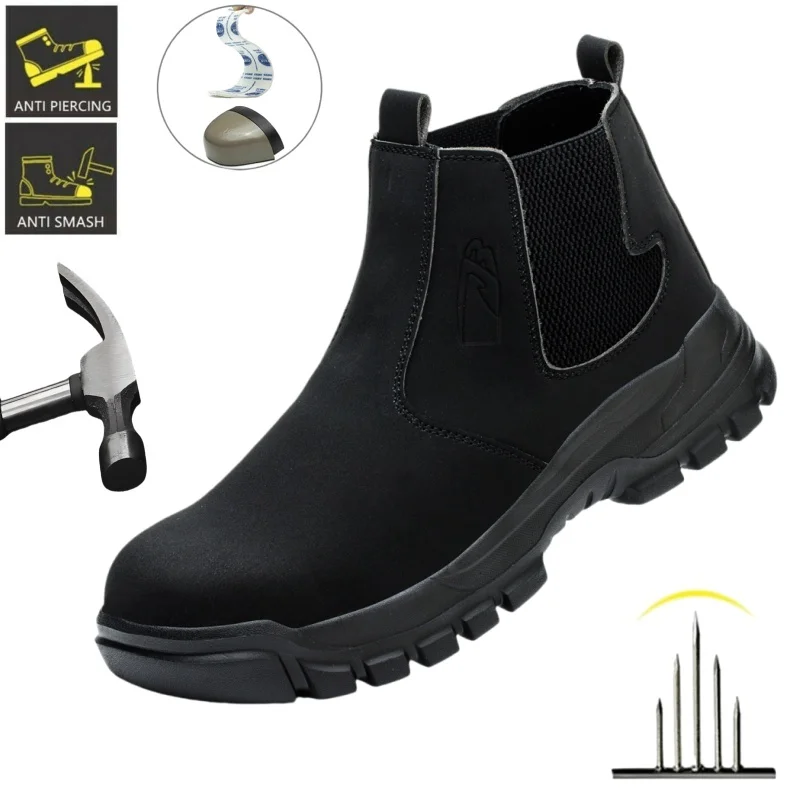 

Water Proof Safety Work Shoes For Men Leather Boots Male Footwear Indestructible Construction Steel Head Brown Work Shoes