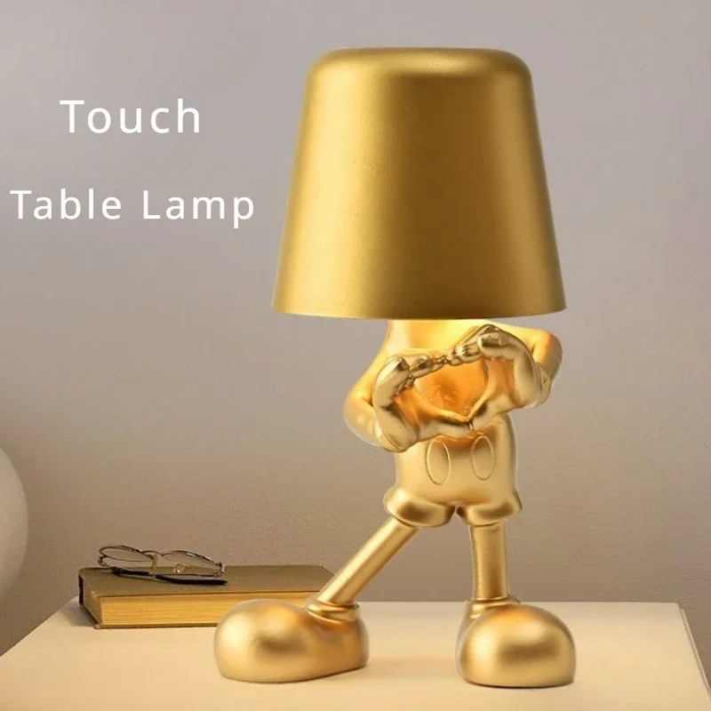 Xiaojinren Touch Charging Desk Lamp Study Bedroom Bedside Small Night Lamp Italian Ins Decorative Resin Lamp