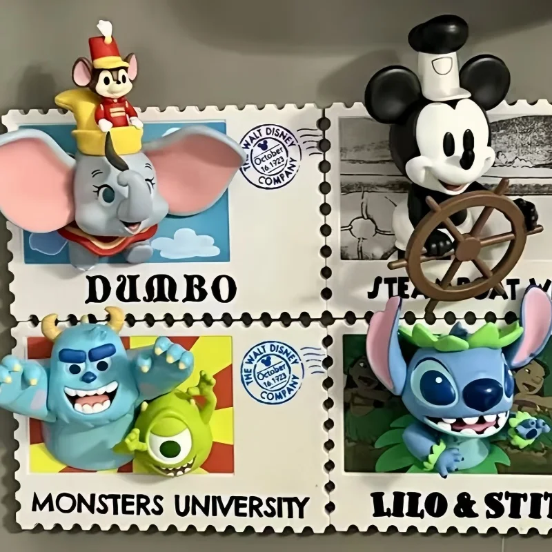 

Genuine Disney Vintage Stamp Winnie The Pooh Collectible Blind Box Figure Display Refrigerator Magnet Adorable Creative Detail