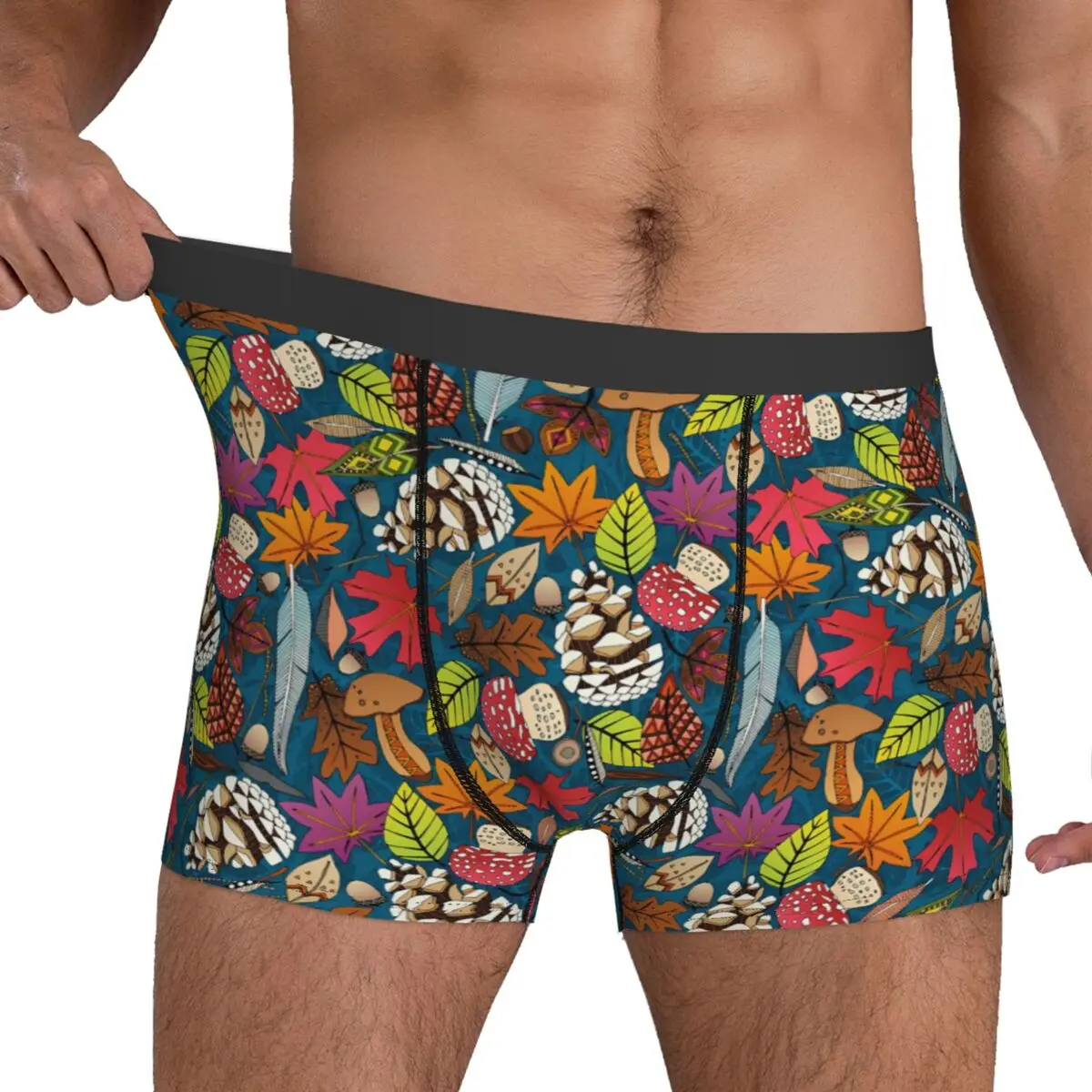 Pine Cones Underwear Boho Peacock Print Pouch Hot Trunk Sublimation Shorts Briefs Soft Male Panties Large Size