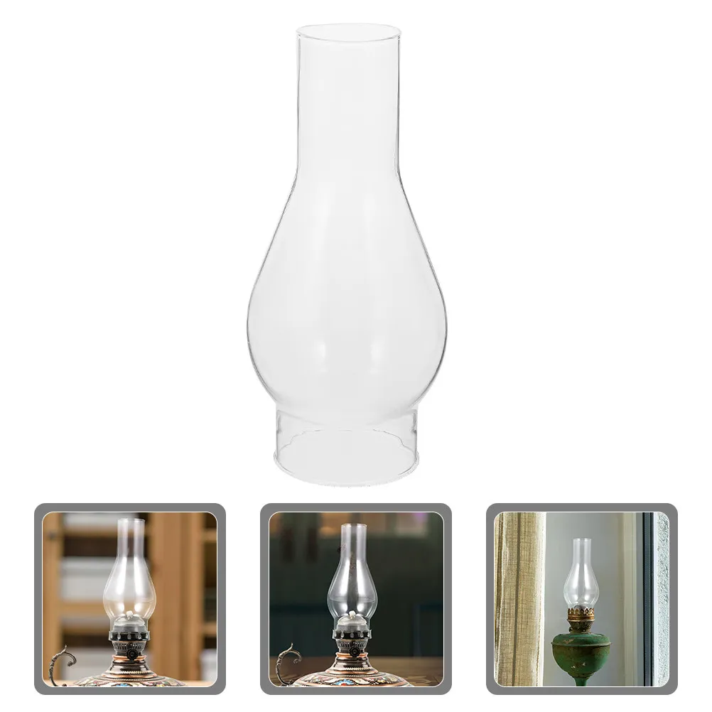 

Vintage Oil Lamp Shade 16.5x7.6 Inch Lamp Accessories Emergency Lighting Hurricane Glass Chimney Windproof Design