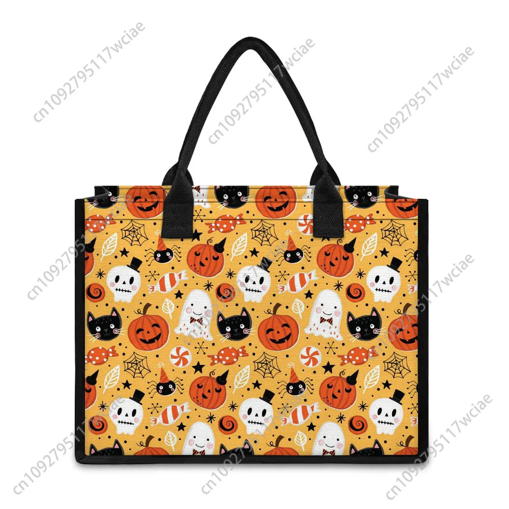 هالوين اليقطين مهرج حقيبة يد مخصصة للمرأة حقيبة قماش قنب شخصية حمل حقيبة كتف السفر حفلة الشاطئ هدية