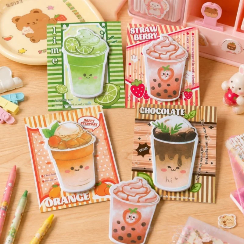 60pcs/lot Kawaii Milk Tea Memo Pad Cute Stationery Label Notepad Planner Sticker Post School Supplies