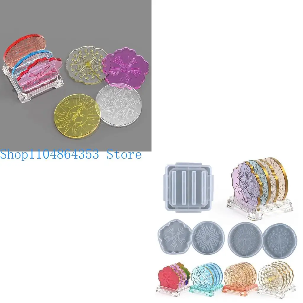 

652F Irregular Flower Pattern Mould Flexible Silicone Mold for Unique Tabletop Decorations Easy to Use Cup Mat Mold