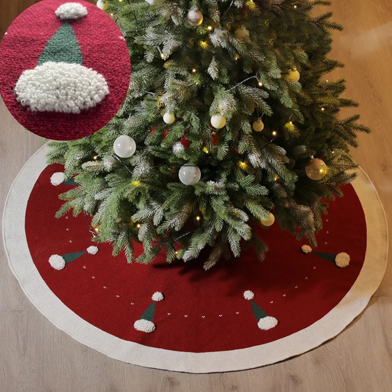 

Christmas Decorations Knitted Tree Skirt Three-dimensional Terry Wool Tree Bottom Apron Festive Atmosphere Christmas Hat 헤링본카페트