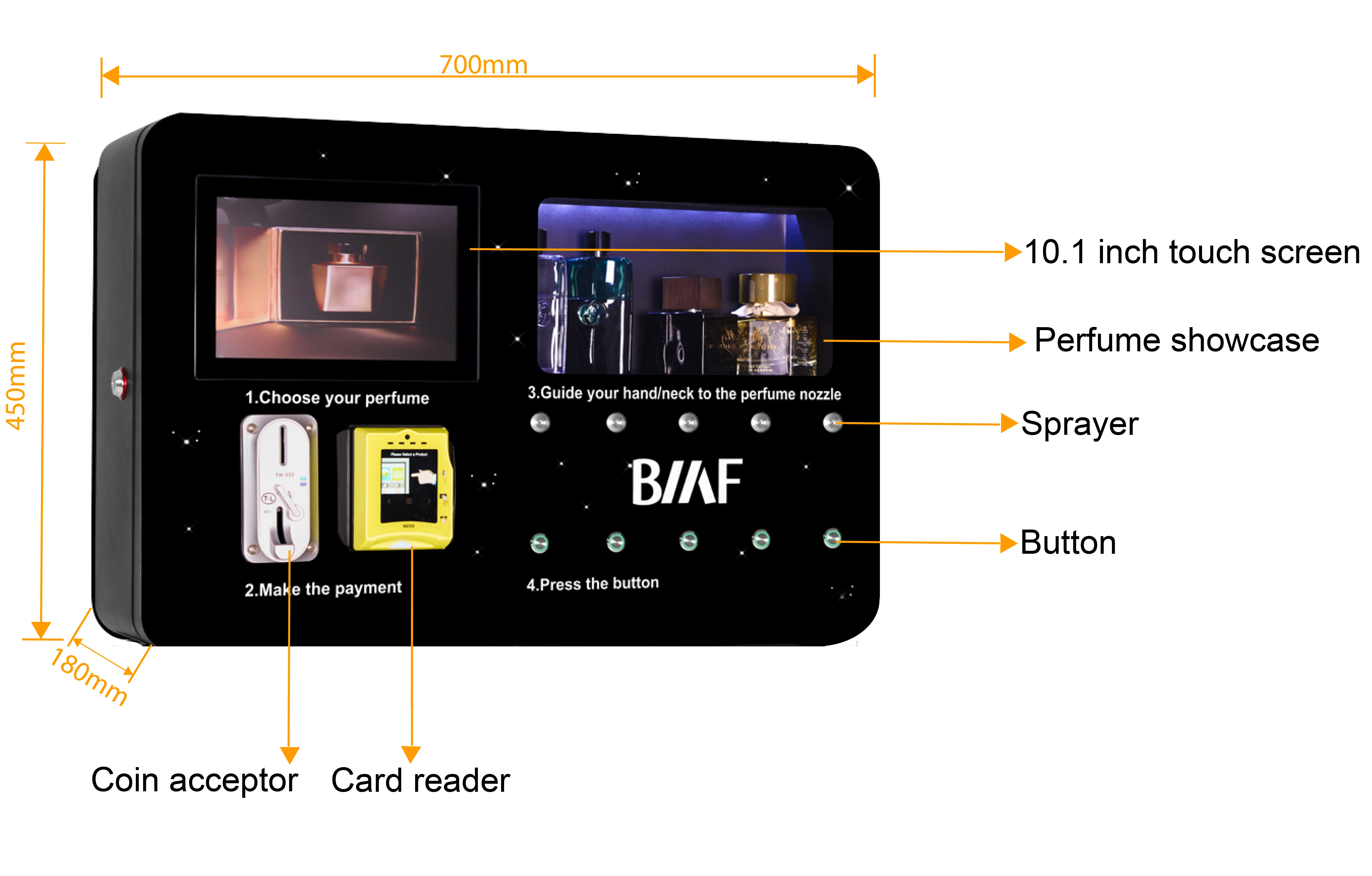 Coin And Card Operated Perfume Dispenser Machine- Self-service Fragrance Vending Kiosk