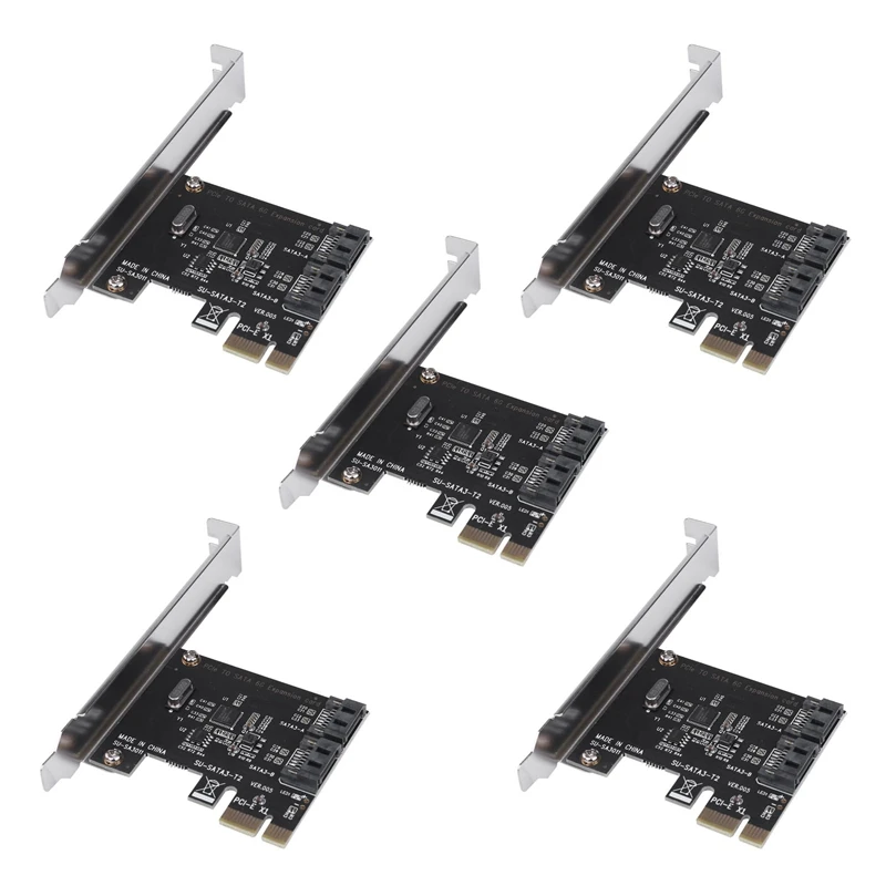 5X Pcie PCI Express To SATA3.0 2-Port SATA III 6G Expansion Controller Card Adapter