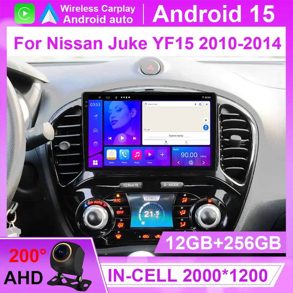 

Android 15 CarPlay Auto For Nissan Juke YF15 2010 2011 2012 - 2014 AI Voice Car Radio Multimedia Video Player GPS NAVI 4G WIFI