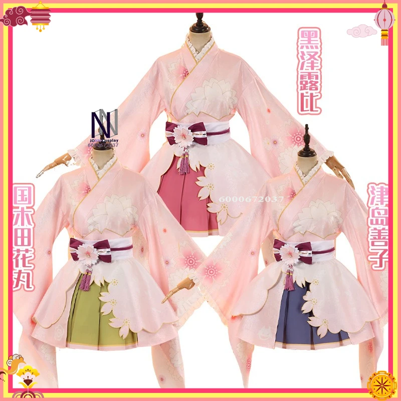 

LoveLive Cosplay Costume Women Anime Kurosawa Ruby/Tsushima Yoshiko/Kunikida Hanamaru Role Play Pink Kimono Comic Con Outfit