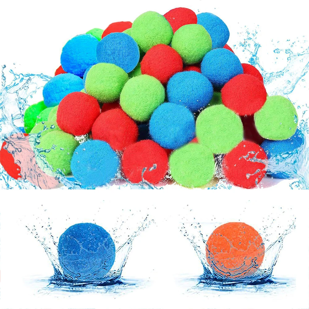 10~60pcs Soft Reusable Water Balls Absorbent Sponge Water Balls For Pool Beach Backyard Water Fight Summer Pool Accessories TMZ
