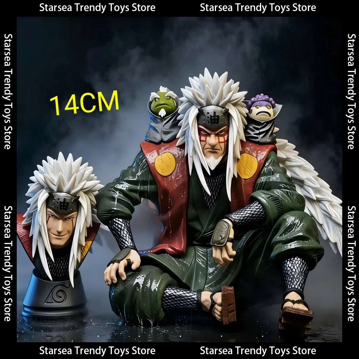 

HY Studio 14cm Anime Naruto Jiraiya Magnetic Replaceable Head Sculpt PVC Action Figure Statue Collectible Model Fan Gift
