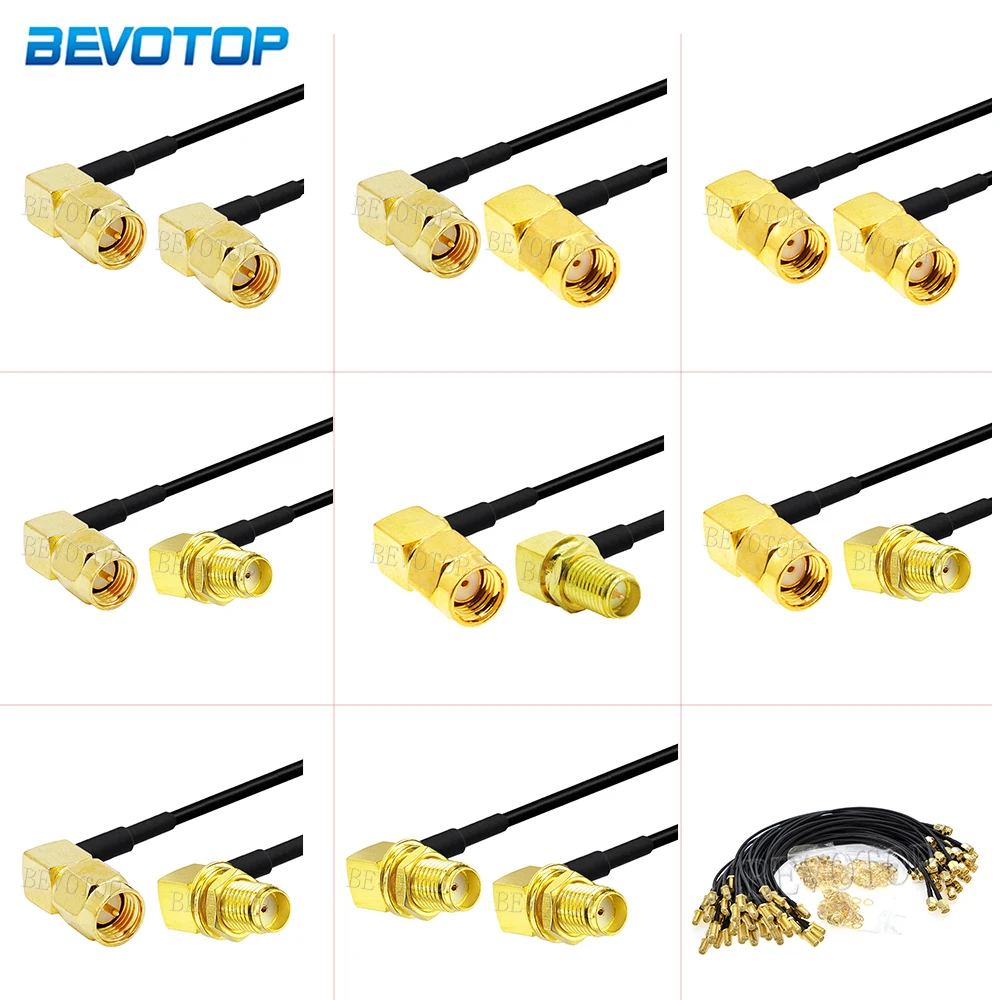 1 Uds RG-174 SMA macho/hembra conector de 90 grados extensión de antena WiFi RG174 Cable Coaxial RF coleta para enrutador LAN inalámbrico