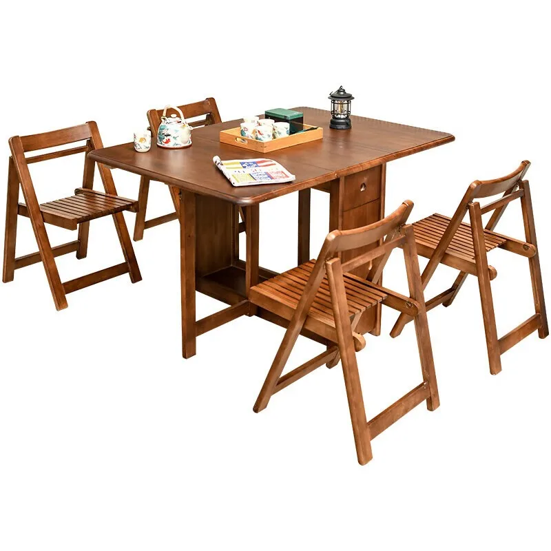 

Solid wood folding tea table household outdoor villa balcony yard, garden table and chairs