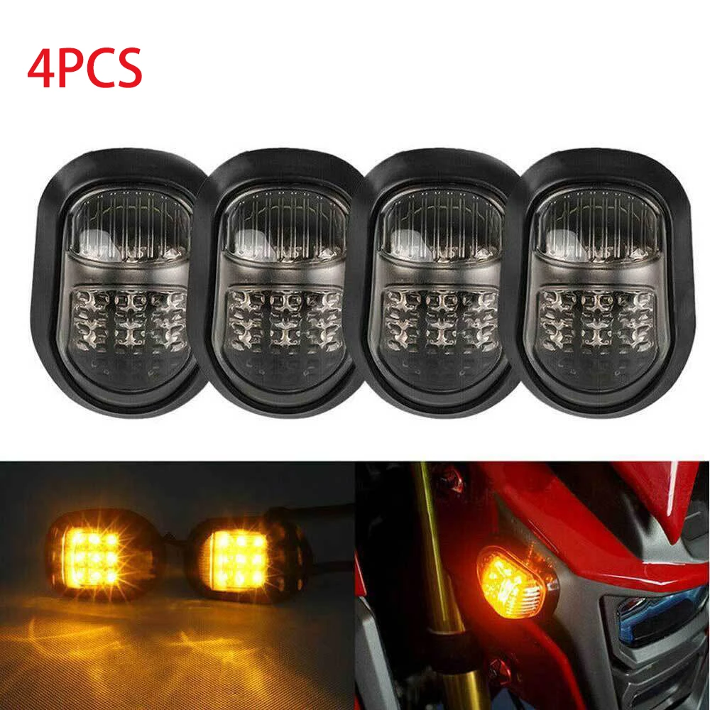 

4pcs Motorcycle Turn Signals 12V 9 LED Motorbike Indicators Blinker Amber Flush Mount Turn Signal Light Motorcycle Accessories