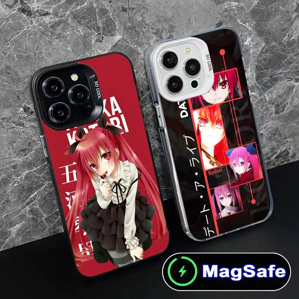 Funda de teléfono Date a Live Kotori Itsuka para iPhone 16 15 14 13 12 11 Pro Max Plus MagSafe, funda de Color translúcido para teléfono inteligente