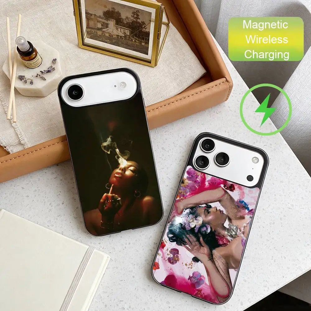 

K-Kali U-Uchis Latin Pop Star Phone Case For iPhone17,16,15,14,13,12,11 Plus,For Magnetic Wireless Charge Cover