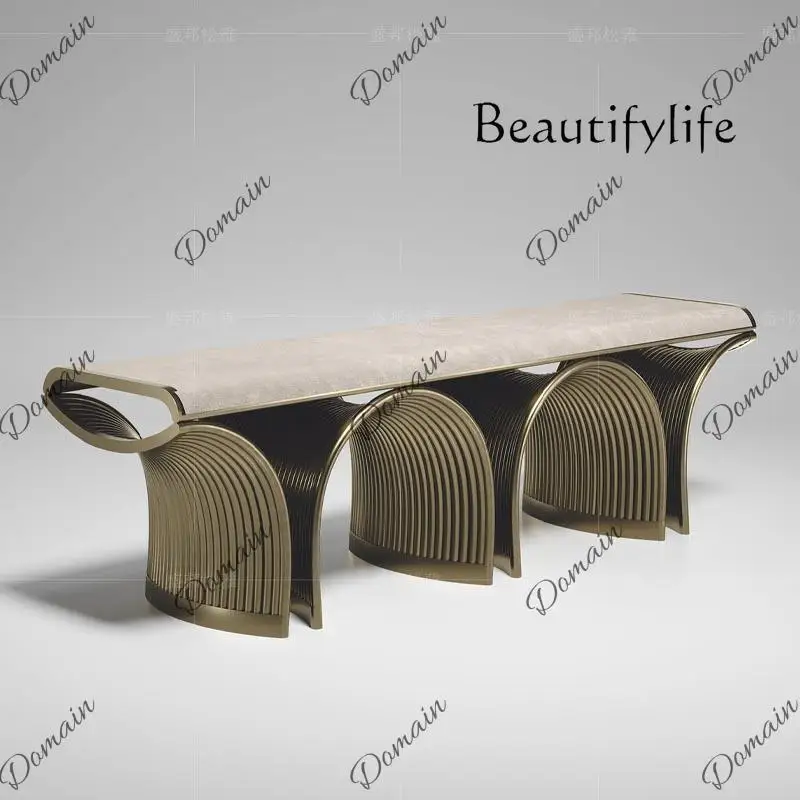 35 N Italian light luxury stainless steel bedside stool bench bench high sense modern creative home shoe changing stool