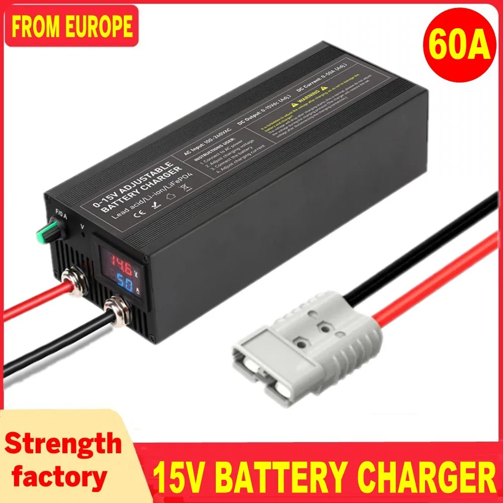 Tragbares 12V100A Lifepo4-Batterieladegerät 40A 50A Lithium-Batterieladegerät 60A 85A mit einstellbarer Spannung und Strom Anderson