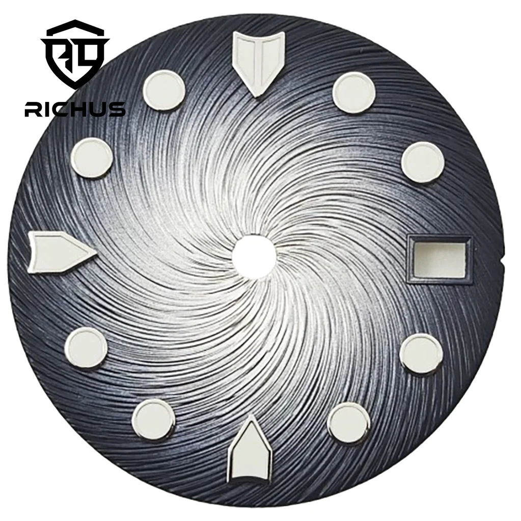 

Циферблат RICHUS NH35 28,5 мм, зеленый светящийся стерильный циферблат для часов, подходит для NH34 NH35 NH36, аксессуары для часов с механизмом