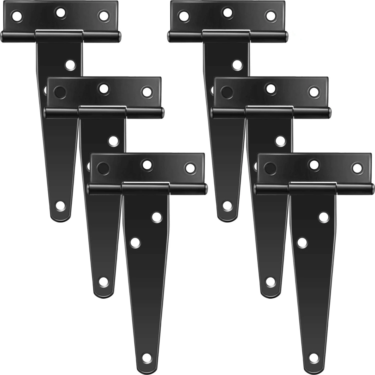 6 PCS 4 Inch T-Strap Hinges Rustic Gate Strap Hinge Rustproof Gate Door Black Hinges for , Fence and Barn Gates