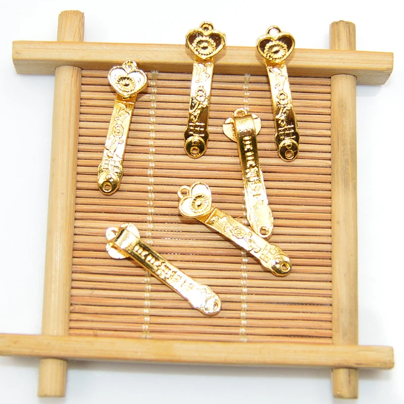 10pcs Chinese Amulet Crafts Golden Auspicious Ruyi Gifts Home Feng Shui Power Scepter Decoration Ornaments Good Fortune