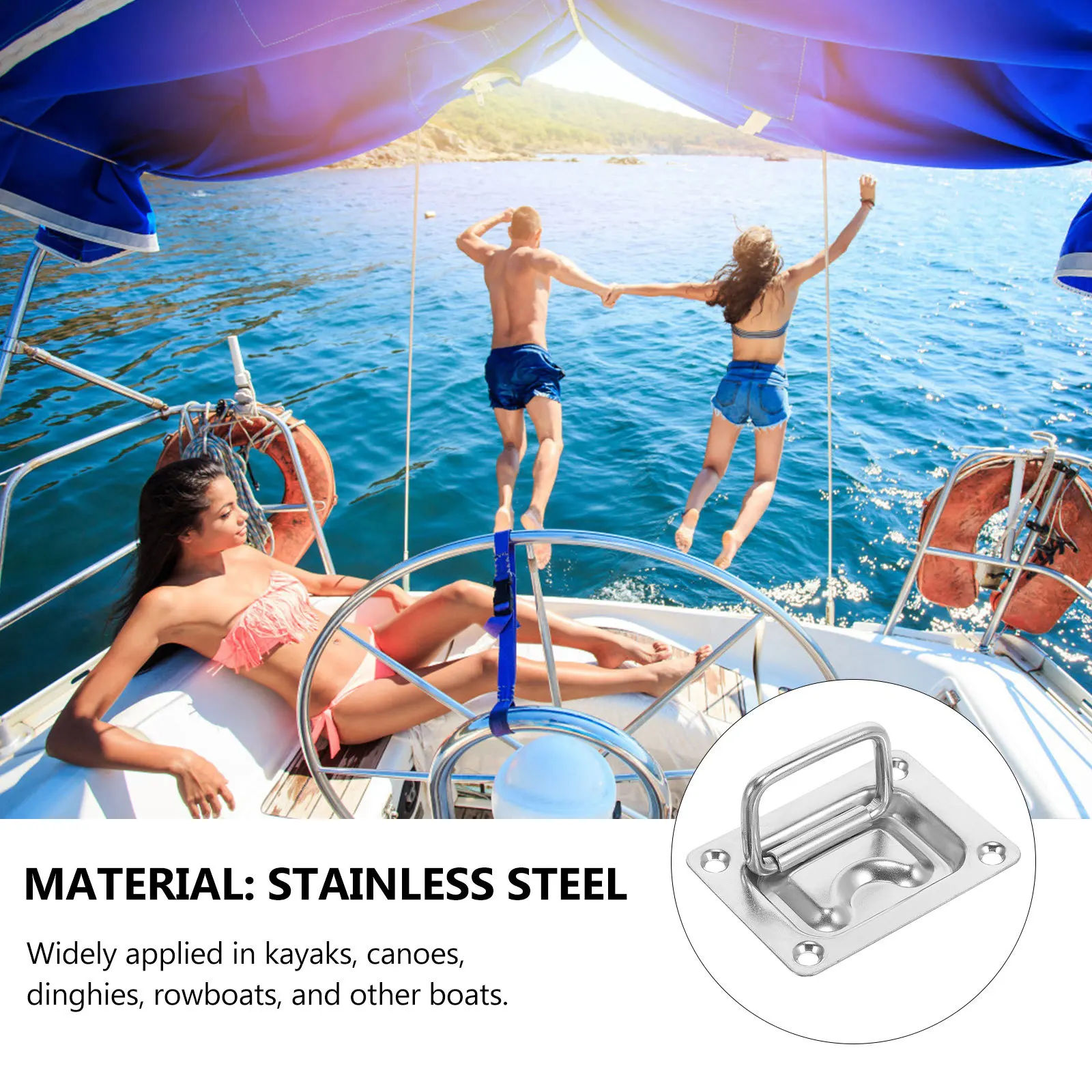 قارب من الفولاذ المقاوم للصدأ يفقس سحب الثقيلة البحرية الصف سطح السفينة مقبض لقوارب الكاياك يخت قارب الصيد الاستخدام في الهواء الطلق مقاوم للماء #5