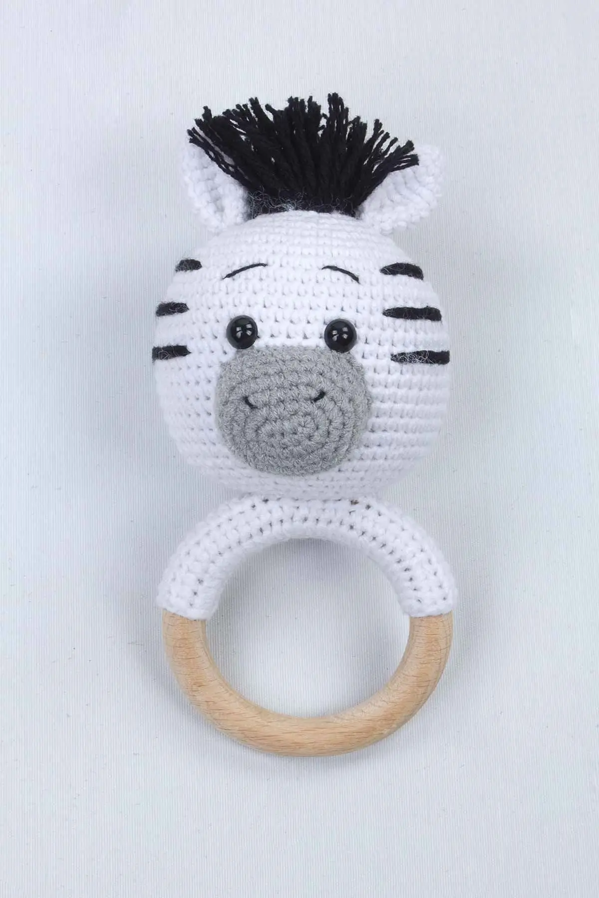 

White Organic Handmade Amigurumi Zebra Rattles Toy