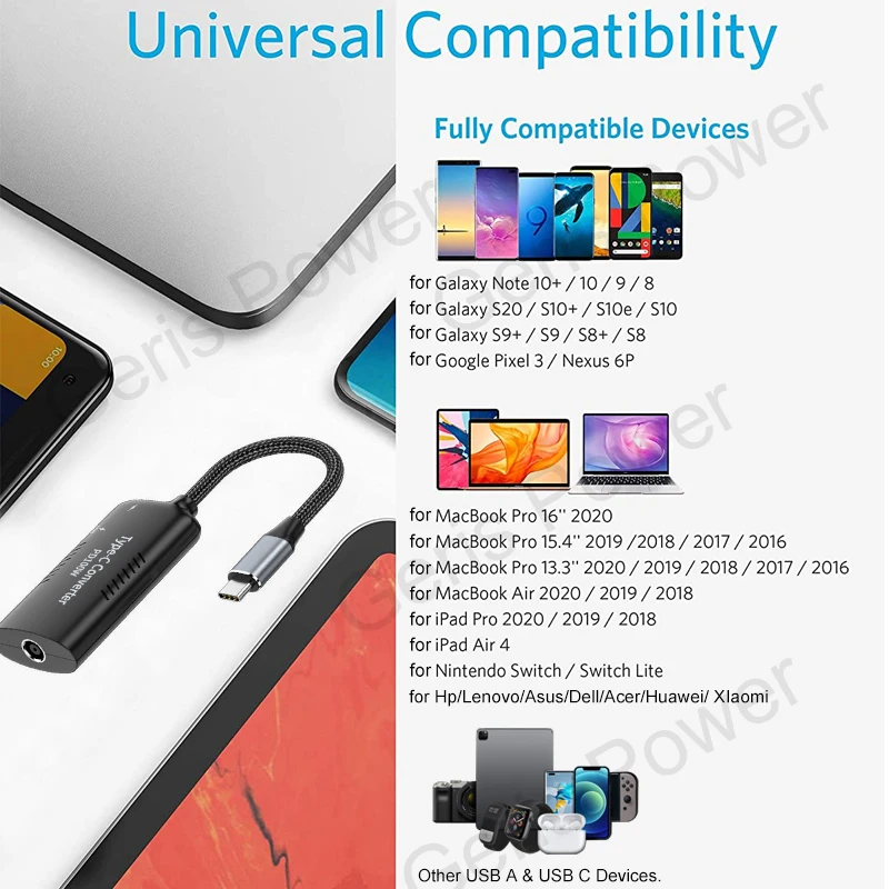 Laptop Dc Power Jack Connector 4.5*3.0 7.9*5.5 7.4*5.0 5.5*2.5mm to USB Type C PD Adapter Converter QC 3.0 Fast Charging Cable