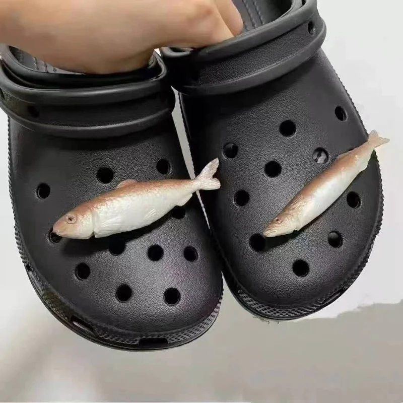 

New Funny JIBBITZ Salt Fish Shoes Charms For Clors Sandals DIY Removable Shoe Accessories Creative Element Christmas Gift
