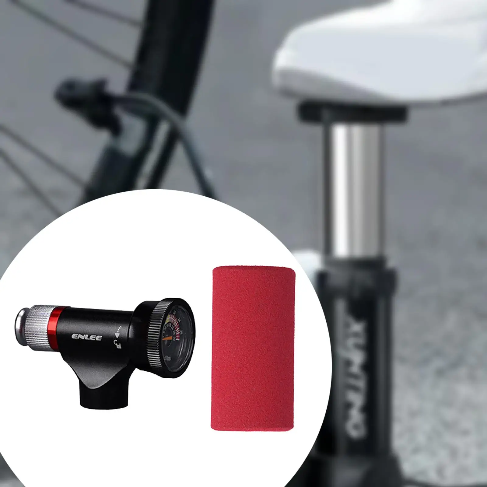 

CO2 Bike Tire Inflator, with Protective Sleeve, Bicycle Tire Pump Nozzle, Cycling Components CO2 Bike Cartridges Not Included