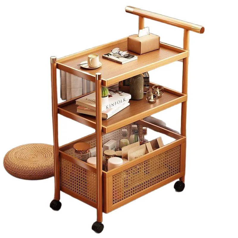 

Mobile small coffee table, sofa living room retro storage side cabinet, shelf