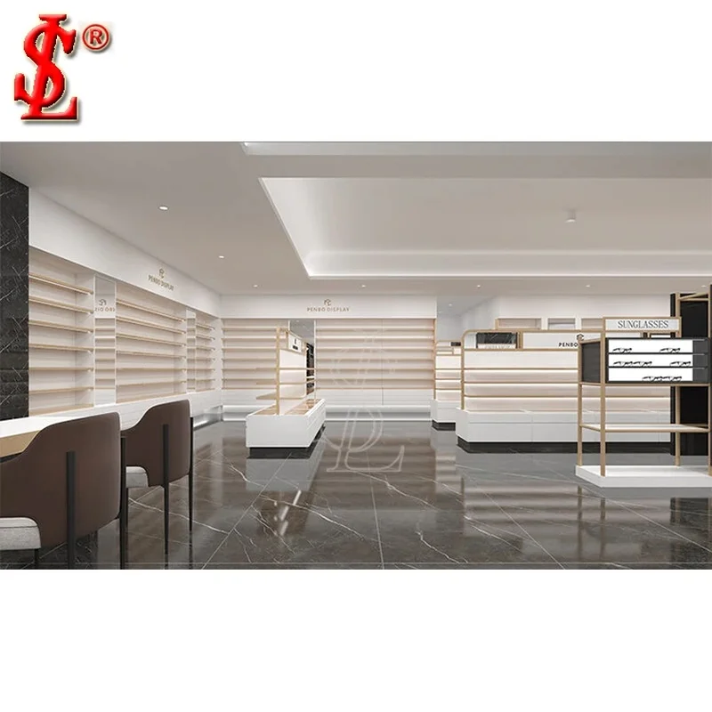 custom.Custom LED Lighting Sunglasses Furniture Display Retail Optical Shop Interior Design