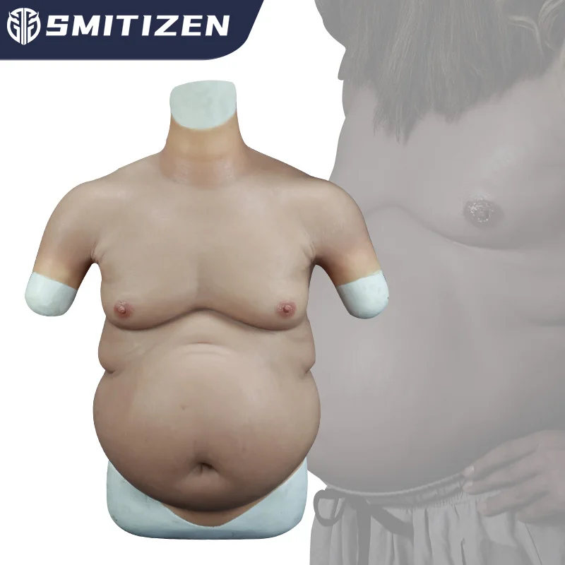 Smitizen Silicone Beer Belly Suit for Cosplay Costumes Realistic Pot belly Bodysuit Fake Belly Forms Upper Body Suit