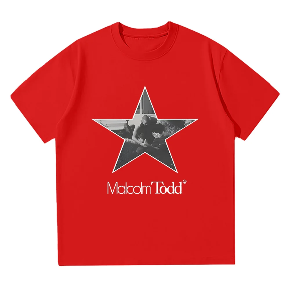 تي شيرت Malcolm Todd Star Logo جرافيك تي شيرت قطني غير رسمي ملابس الشارع الشهير للنساء والرجال بياقة دائرية وأكمام قصيرة Y2k قميص قابل للتنفس