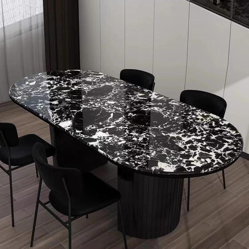 

Natural Black Marble Dining Table Villa Dining Table