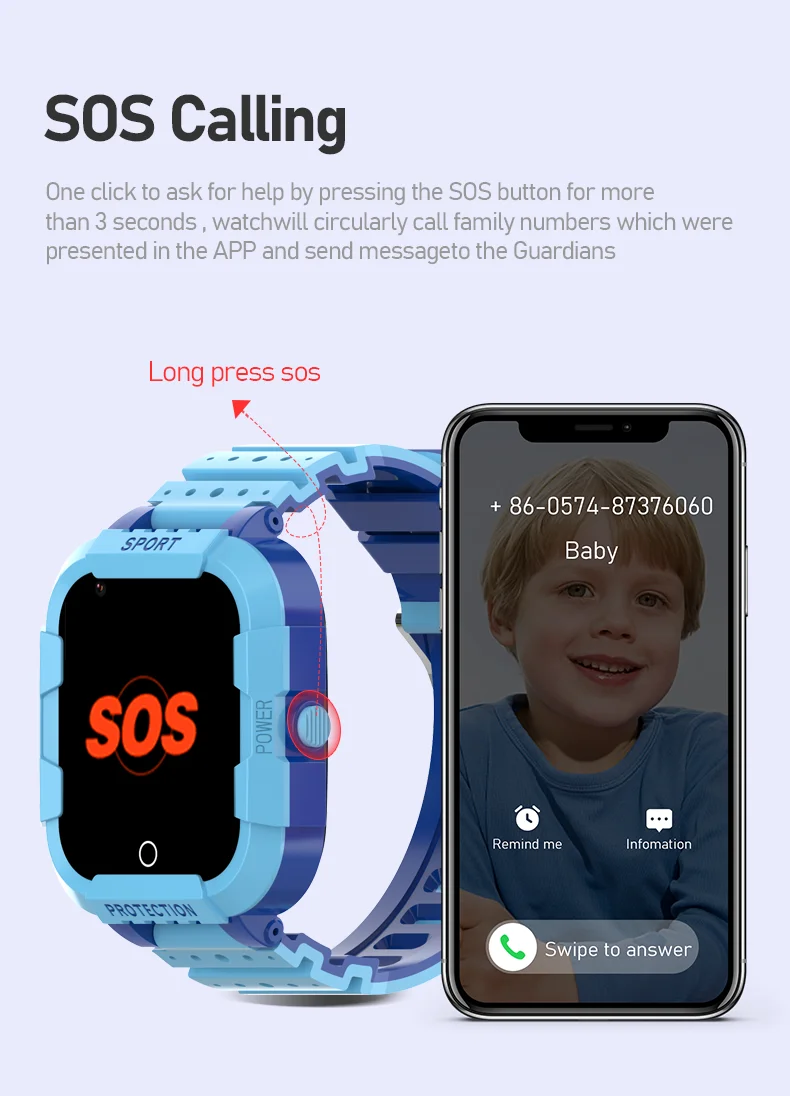 Kids Smart Watch 4G Sim Card SOS Phone Call GPS Positioning Voice Intercom 1000mAh Battery Footprint Track Safety Zone Waterproo