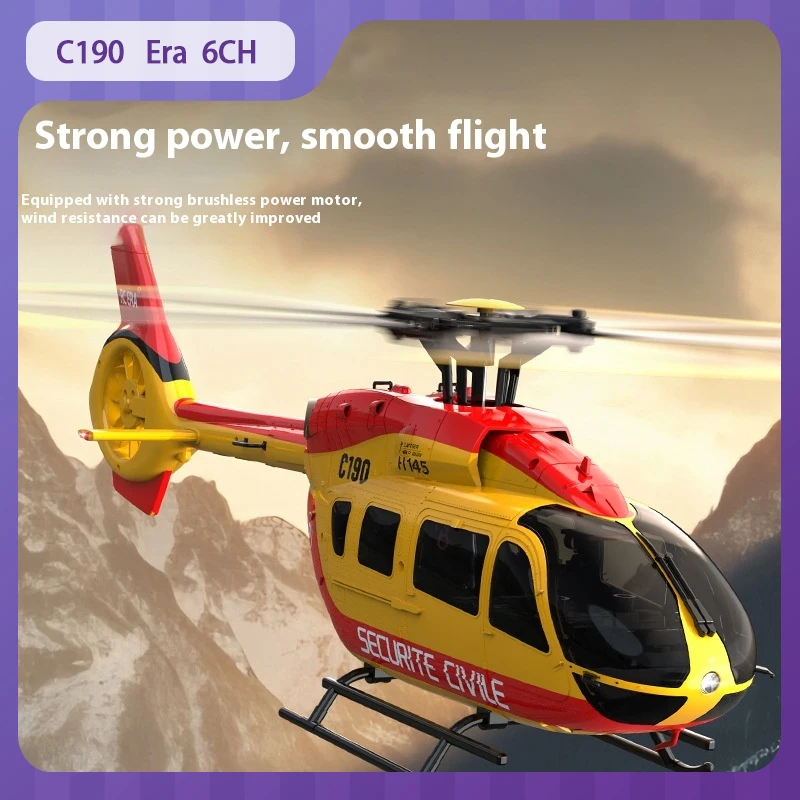

C190 Rc Helicopter Era 6CH Full Scale Brushless Remote Control Helicopter Flowing Light Military Aircraft Children'S Outdoor Toy