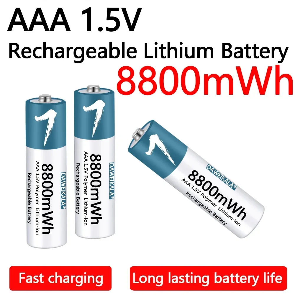 8800mWh AAA 1.5V Rechargeable Li-ion Battery with Li-ion high energy battery core strip for remote control mouse small fan
